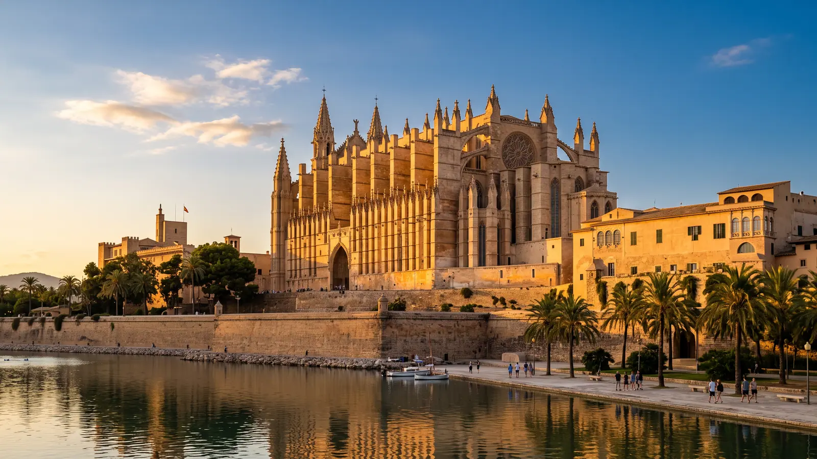 Kathedrale La Seu in Palma de Mallorca im Abendlicht